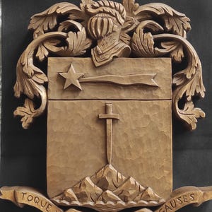 カスタム家紋章 紋章 パーソナライズされた家族の盾 木製エンブレム 結婚祝い アート 紋章 手彫り 名前 木工 木工品