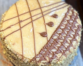 1 lb marzipan caramel cakes with orange chocolate ganache,  layered cakes, choclate cakes , caramel cakes,orange cake, Judit's cake