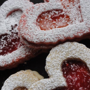 heart shaped butter cookies, Valentine cookies, hungarian linzer cookies,large sandwich cookies, tea cookies image 3