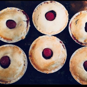 gourmet mini pie, gourmet fruit mini pies, mini tartlets, mini tarts, handmade pies,fresh pie ,cherry blueberry peach apple pie ,3-3.5 LBS image 1