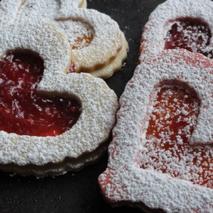 heart shaped butter cookies, Valentine cookies, hungarian linzer cookies,large sandwich cookies, tea cookies image 4