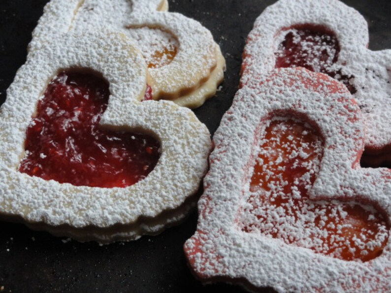 heart shaped butter cookies, Valentine cookies, hungarian linzer cookies,large sandwich cookies, tea cookies image 4