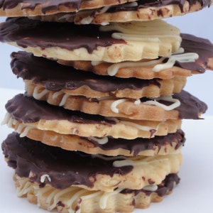 butter cookies,chocolate dipped cookies, hungarian cookies,drizzled cookies, organic cookies, chocolate dipped butter cookies, tea cookies image 1