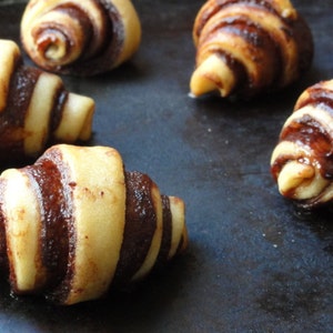 1 dozen /12 pieces ,rich  chocolate bun,chocolate rolls, mini chocolate croissant, chocolate rugelach