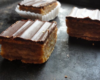 1lb gerbeaud slices, zserbo hungarian cake , walnut apricot cake with chocolate on top, walnut pastries, holiday pastires