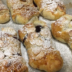 1/2 dozen  braided puff pastry ,puff pastry, coffee cakes, pastry croissant, blueberry cheese pastry, frech pastry