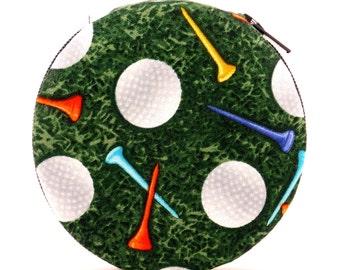 Grön golfdesigner rund dragkedja med 7-dagars resetablett för golfare, rolig golfpresent