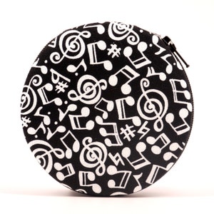 Musical Notes Black White Zippered 7-Day Travel Pill Case Box Music Lovers Gift Fun