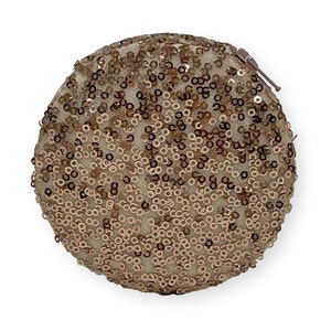 Sequin Mauve Pink Round Zippered 7-Day Travel Pill Case Box Wedding Pillbox Gift