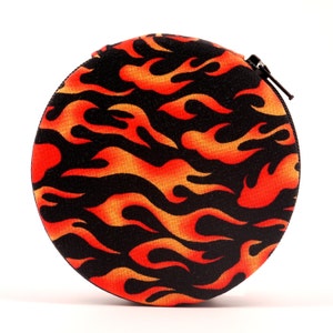 Hot Rod Flames Designer Round Zippered 7-Day Travel Pill Case Box Harley