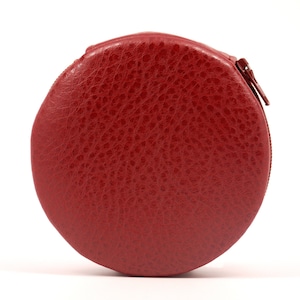 Pebble Red Designer Round Zippered 7-Day Travel Pill Case Box Pretty Cute Faux Leather Gift
