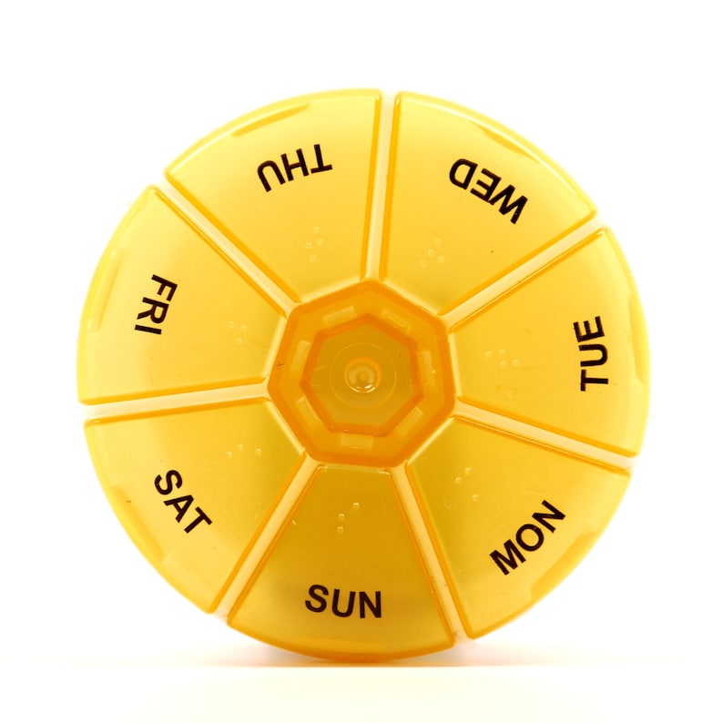 Yellow 7 Day Plastic Pill Case Insert for Gloria's Pill Cases Zipa