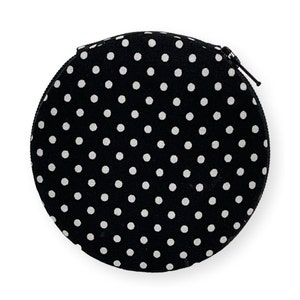 Black and White Small Polka Dot Designer Round Zippered 7-Day Travel Pill Case Box Pretty Fun Cute