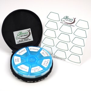 Pill Box Sticker Labels Single Sheet for Gloria&#39;s Pill Cases Zip-A-Round Travel Pill Case
