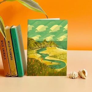 Carte Illustration de Three Cliffs Bay Gower Galles du Sud