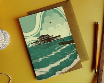 Brighton West Pier Illustration Card