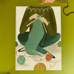 Knitting Girl Illustration Print A4 | A3 | A2