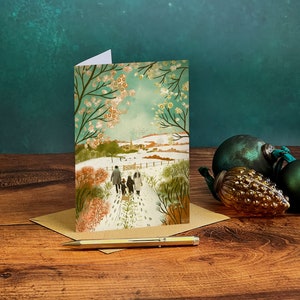 Ilustración de paseo navideño Tarjeta navideña