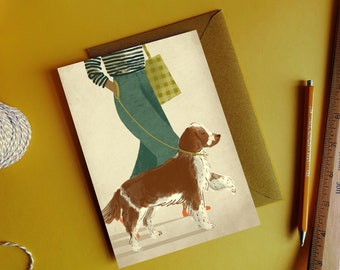 Welsh Springer Spaniel Dog Illustration Card