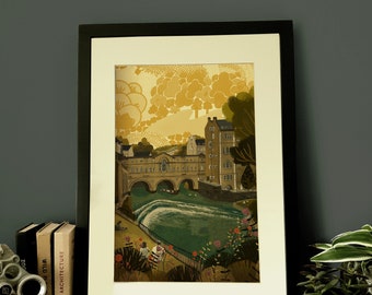 Bath Pulteney Bridge A4 Illustration Print