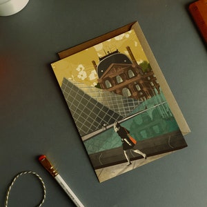 Paris Louvre Museum Illustration Card
