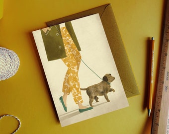 Border Terrier Dog Illustration Card