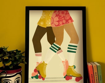 Roller Skating A3 Illustration Print