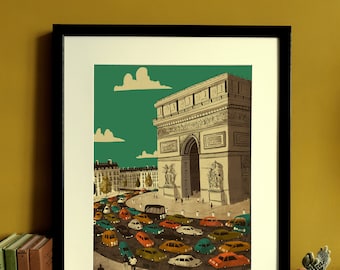 Impressão de ilustração do Arco do Triunfo de Paris A3