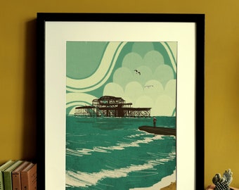 Brighton West Pier Illustrationsposter A3