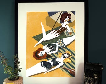Art Deco 'Flappers' 1920s Illustration Poster A3
