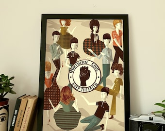 Northern Soul &#39;Keep The Faith&#39; Illustration Print A3