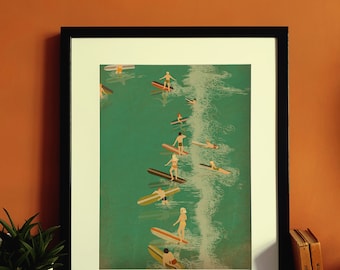 Surfing Illustration Art Print A4 | A3