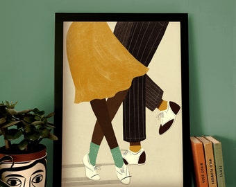 Savoy Swing Dancing Couple Illustration Print A3 A2 A1