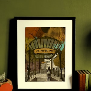 Metro de París de París Ilustración Art Nouveau Impresión A3