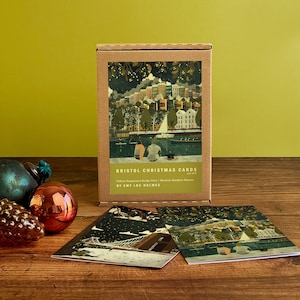 Bristol Christmas Card Set da 8 / Rainbow Houses Harbour / Vista del ponte sospeso di Clifton