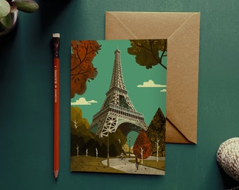 Paris Eiffel Tower Illustration Card