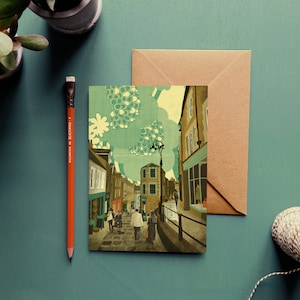 Carte de voeux d'anniversaire Frome Catherine Hill Somerset Illustration