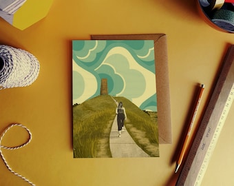 Glastonbury Tor Somerset Illustration Card