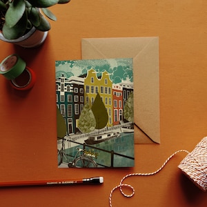 Cartão de ilustração de casas de Amsterdã