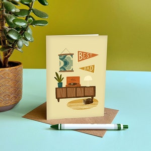 Bester Dad | Plattenspieler Illustration Karte