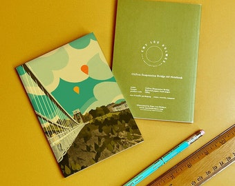 Bristol Clifton Suspension Bridge Illustration Lined Notebook A6