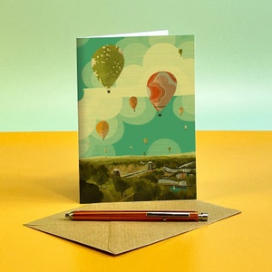 Bristol Balloon Fiesta Clifton Suspension Bridge Illustration Card