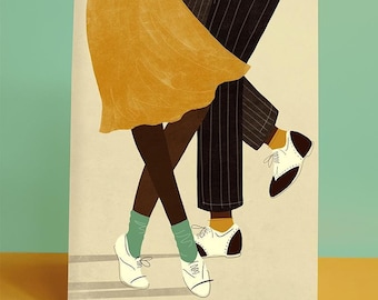 Savoy Swing Dancing Couple Illustration Print A3 | A2
