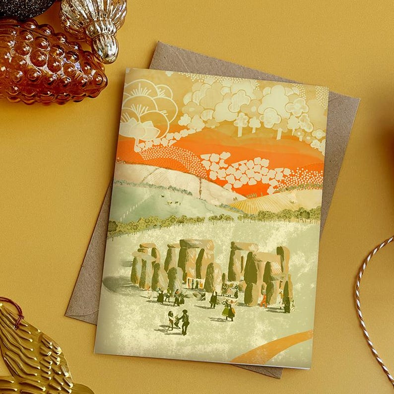 Stonehenge Winter Solstice Illustration Card - Etsy UK