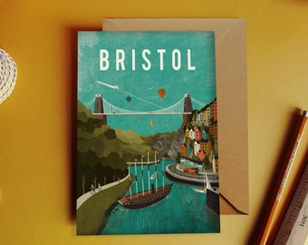 Bristol Travel Clifton Suspension Bridge Illustration Card