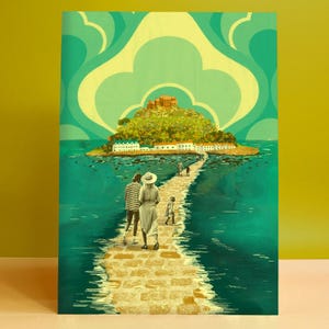 Stampa illustrazione di St Michael&#39;s Mount, Cornwall, A3