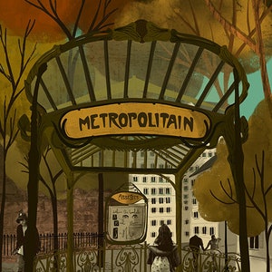 Paris Metro of Paris Art Nouveau Illustration Card image 2