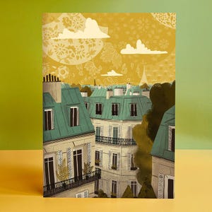 Paris Rooftops of Paris Illustration Print A3