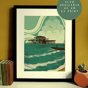 Tarjeta con ilustración del muelle oeste de Brighton imagen 4