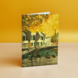 Tarjeta con ilustración del puente de Pero en el puerto de Bristol